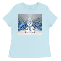 Baby Blue winter snowman Ladies Tee - AdoDesignShop