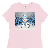 Bubblegum Pink winter snowman Ladies Tee - AdoDesignShop