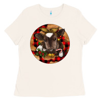 Bone Christmas Baby Cow Ladies Tee - RanaPortraitStore