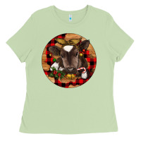 Matcha Christmas Baby Cow Ladies Tee - RanaPortraitStore