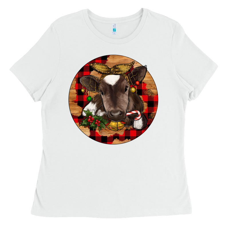 Christmas Baby Cow Ladies Tee by RanaPortraitStore | Teevron