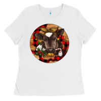 White Christmas Baby Cow Ladies Tee - RanaPortraitStore