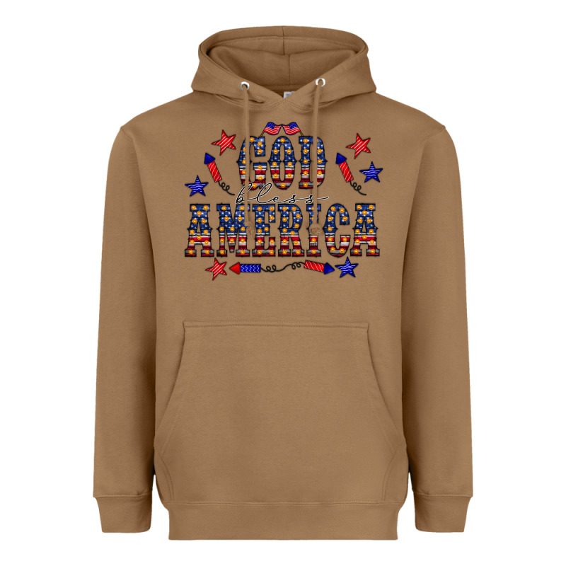 4 July God Bless America Western Heavyweight Hoodie by CowCowDesign | Teevron