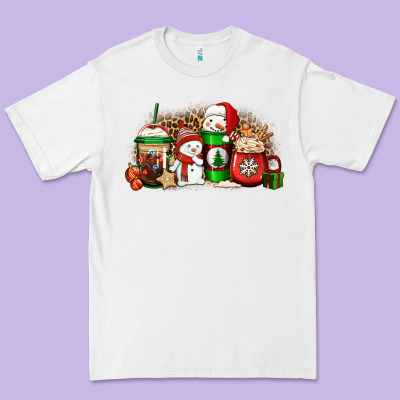 Christmas Snow Coffee Cups Premium Tee Designed By Jasminsmagicworld