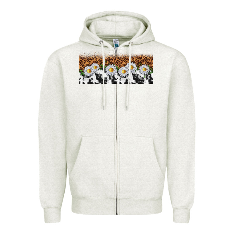 Cowhide Leopard Daisies Zipper Hoodie by TumblerDesignByShophia | Teevron