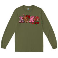 Army Green xoxo highland cow Long Sleeve Tee - RanaPortraitStore