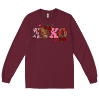 Burgundy xoxo highland cow Long Sleeve Tee - RanaPortraitStore
