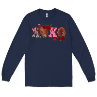 Navy xoxo highland cow Long Sleeve Tee - RanaPortraitStore