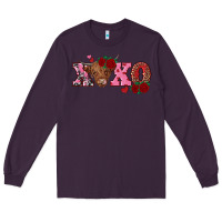 Plum xoxo highland cow Long Sleeve Tee - RanaPortraitStore