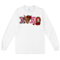 White xoxo highland cow Long Sleeve Tee - RanaPortraitStore
