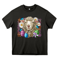 Easter Sheep Eggs Butterfly Daisys Leopard Glitter Wooden Heavy Core Tee | Teevron