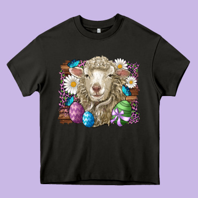 Easter Sheep Eggs Butterfly Daisys Leopard Glitter Wooden Heavy Core Tee Designed By Artiststas