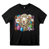 Black easter sheep eggs butterfly daisys leopard glitter wooden Heavy Core Tee - Artiststas