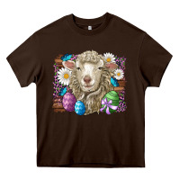Chocolate Brown easter sheep eggs butterfly daisys leopard glitter wooden Heavy Core Tee - Artiststas