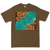 Cacao Tooled Leather And Sunflowers Premium Tee - Jasminsmagicworld