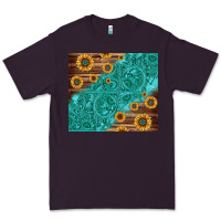 Plum Tooled Leather And Sunflowers Premium Tee - Jasminsmagicworld