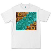 White Tooled Leather And Sunflowers Premium Tee - Jasminsmagicworld