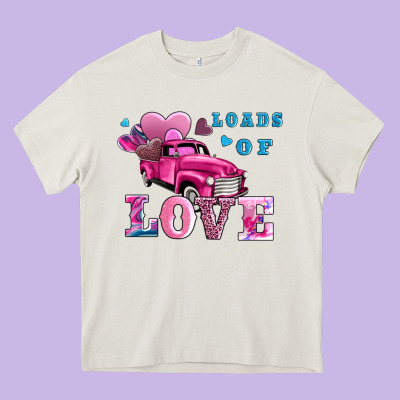 Loads Of Love Wıth Truck Heavy Core Tee Designed By Adodesignshop