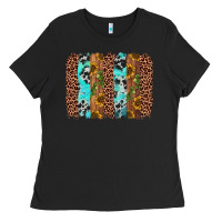 Black sunflower cactus leopard brushstroke Ladies Tee - AdoDesignShop