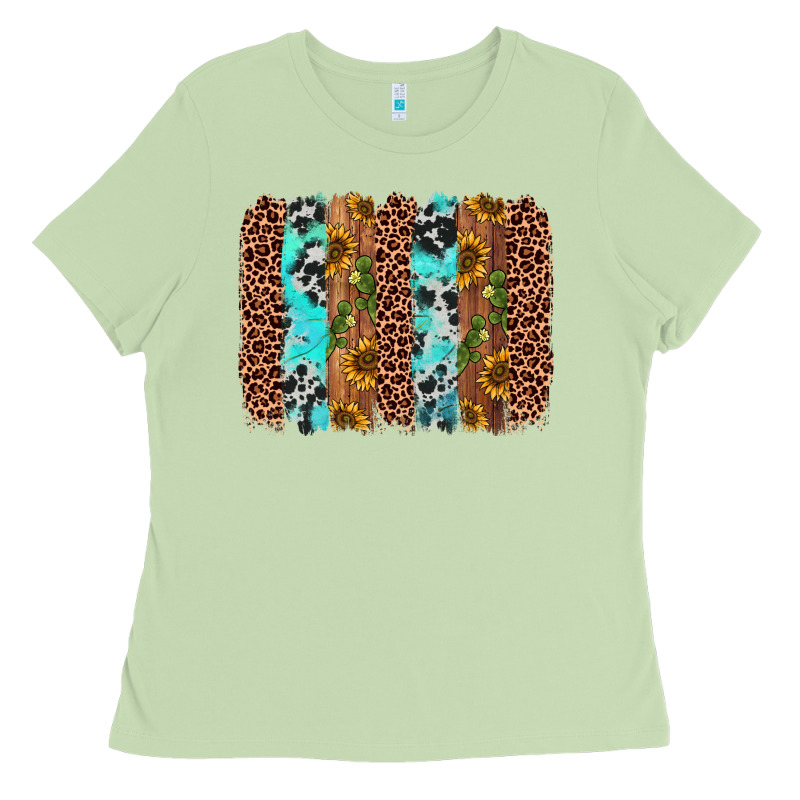 Sunflower Cactus Leopard Brushstroke Ladies Tee by AdoDesignShop | Teevron