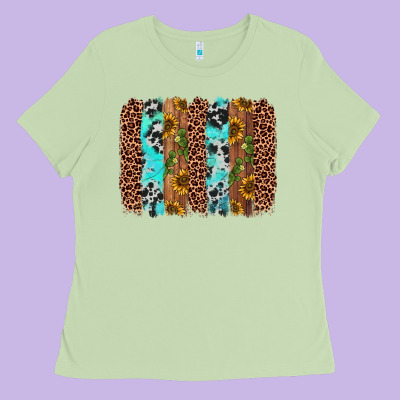 Sunflower Cactus Leopard Brushstroke Ladies Tee Designed By Adodesignshop