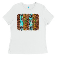 White sunflower cactus leopard brushstroke Ladies Tee - AdoDesignShop