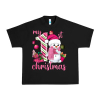 Black My 1st. pink Christmas with cute snowman Urban Heavy Tee - NancyCooperArtShop