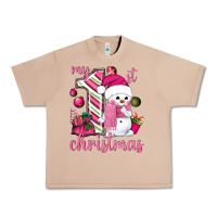 Burro My 1st. pink Christmas with cute snowman Urban Heavy Tee - NancyCooperArtShop