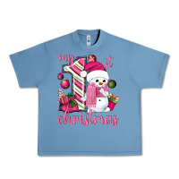Pebble Blue My 1st. pink Christmas with cute snowman Urban Heavy Tee - NancyCooperArtShop