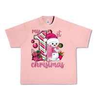 Salmon My 1st. pink Christmas with cute snowman Urban Heavy Tee - NancyCooperArtShop