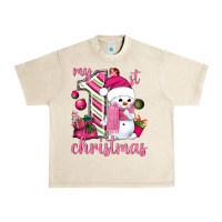 Sandshell My 1st. pink Christmas with cute snowman Urban Heavy Tee - NancyCooperArtShop