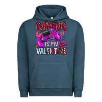 Pigment Midnight Navy gaming is my valentine Urban Hoodie - CowhideDigitalArt