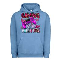 Pigment Pebble Blue gaming is my valentine Urban Hoodie - CowhideDigitalArt