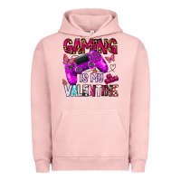 Pigment Salmon gaming is my valentine Urban Hoodie - CowhideDigitalArt