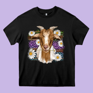Easter Goat Daisys Leopard Wooden Heavy Core Tee Designed By Artiststas