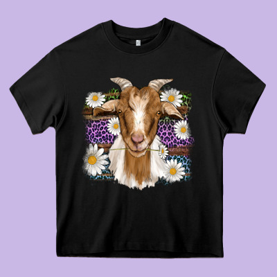 Easter Goat Daisys Leopard Wooden Heavy Core Tee Designed By Artiststas