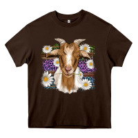Chocolate Brown easter goat daisys leopard wooden Heavy Core Tee - Artiststas