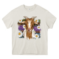 Cream easter goat daisys leopard wooden Heavy Core Tee - Artiststas