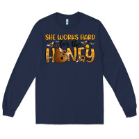 Navy she works hard for the honey Long Sleeve Tee - Artiststas