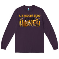 Plum she works hard for the honey Long Sleeve Tee - Artiststas