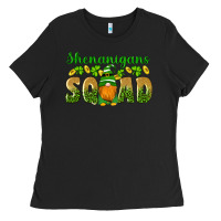 Black shenanigans squad gnomes shamrock gold leopard glitter Ladies Tee - Artiststas