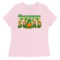 Bubblegum Pink shenanigans squad gnomes shamrock gold leopard glitter Ladies Tee - Artiststas