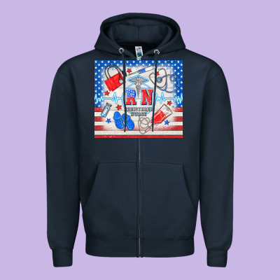American Memorial Day Rn Registered Nurse Zipper Hoodie Designed By Tumblerdesignbyshophia
