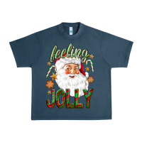 Midnight Navy Feeling Jolly with Santa Urban Heavy Tee - NancyCooperArtShop