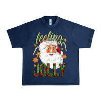 Navy Feeling Jolly with Santa Urban Heavy Tee - NancyCooperArtShop