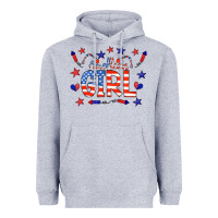 Heather Grey all american girl doodle letters Heavyweight Hoodie - CowCowDesign