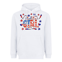 White all american girl doodle letters Heavyweight Hoodie - CowCowDesign