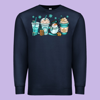 Winter Coffee Cups Premium Sweatshirt Designed By Oliviacreatesart