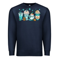 Navy winter coffee cups Premium Sweatshirt - OliviaCreatesArt
