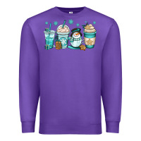 Purple winter coffee cups Premium Sweatshirt - OliviaCreatesArt